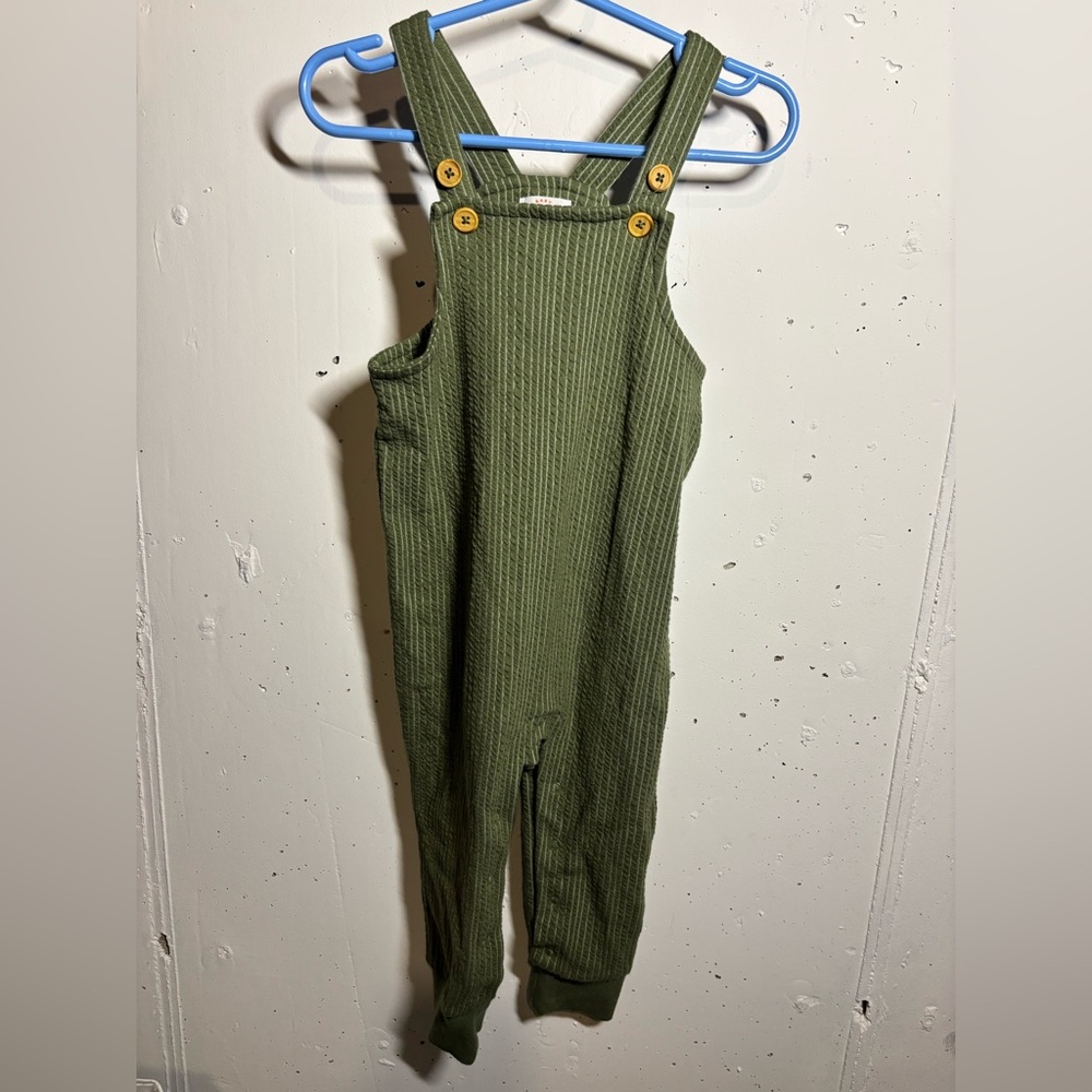 Cat & Jack Olive Green Ribbed Overalls